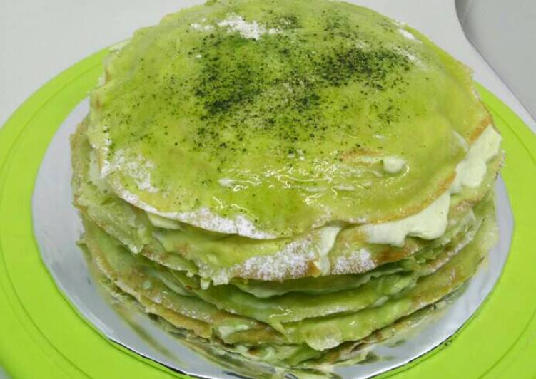 resep masakan Green Tea Mille Crepe Cake