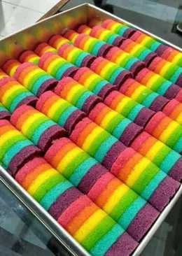 Mini rainbow roll cake