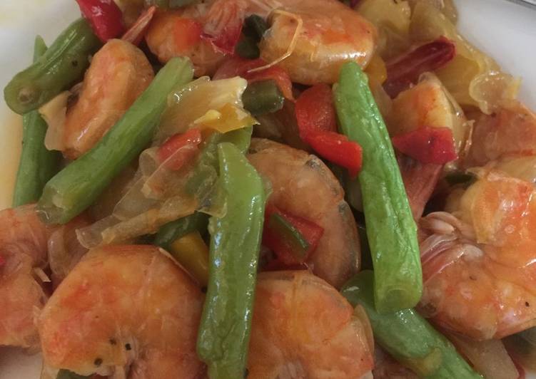 resep Tumis Buncis Udang Warna Warni