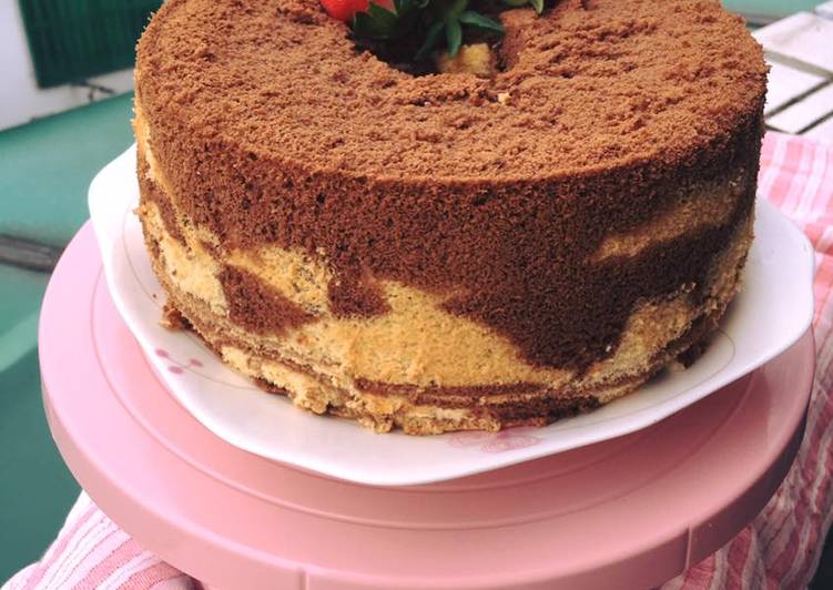 resep lengkap untuk Marble chiffon cake