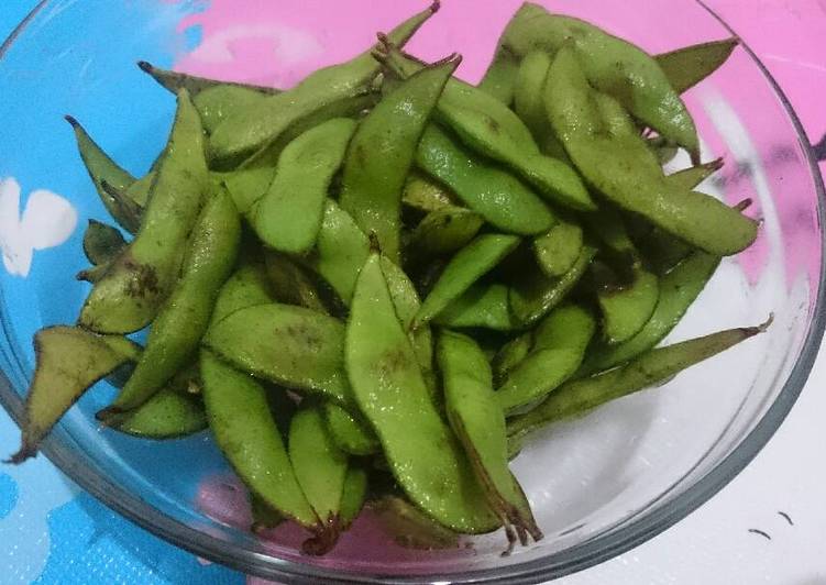 bahan dan cara membuat Kacang kuning jepang rebus (vegetables soybean) atau edamame