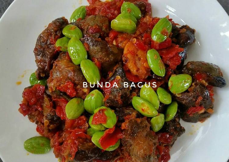 resep makanan Balado Rempela Ati dan Pete