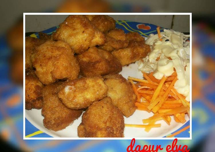 resep masakan Nugget Ayam Keju Mozarella + Salad Sayur Mayonaise