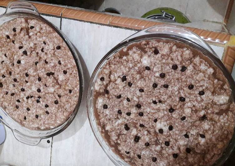 bahan dan cara membuat Puding choco chip