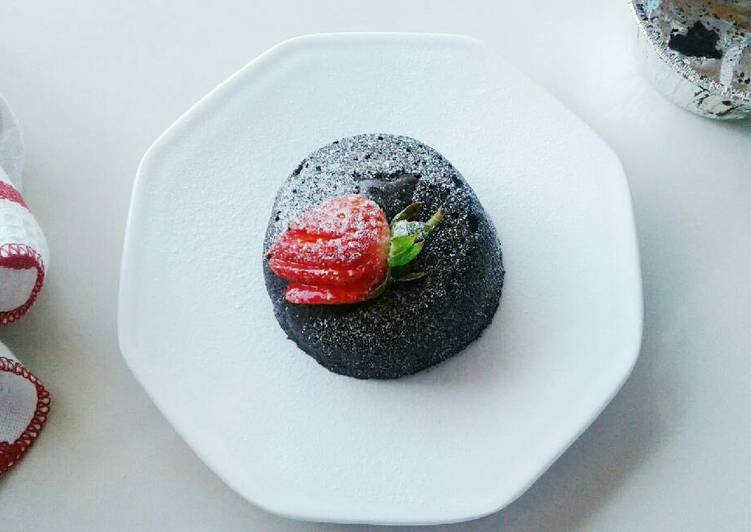 cara membuat Choco Lava Cake (steam)