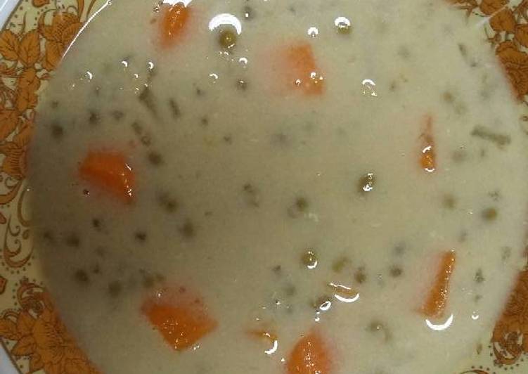 cara membuat Bubur kacang hijau mutiara+ubi rambat