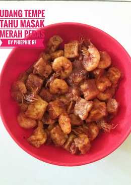 Udang tempe tahu bumbu merah pedas