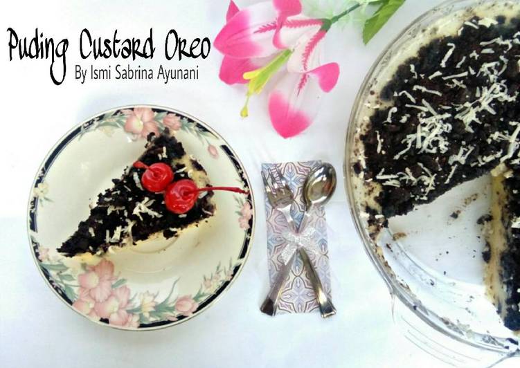 cara membuat Puding Custard Oreo