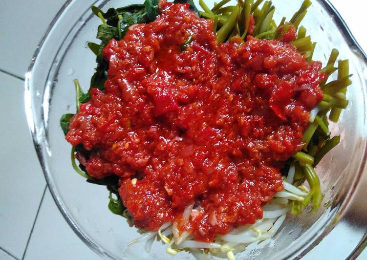 resep makanan Plecing kangkung + toge