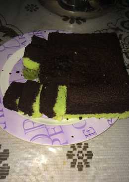 Brownis kukus coklat pandan lembut