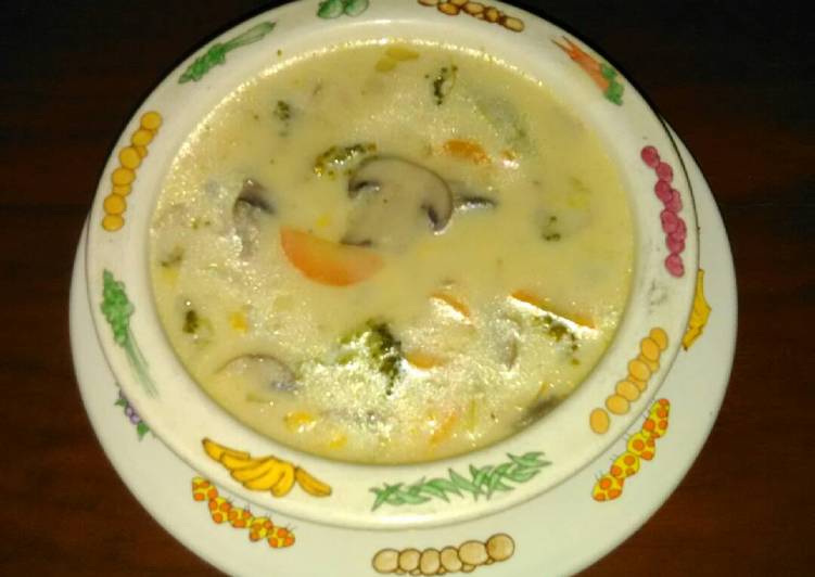 resep masakan Sup Krim Jamur Brokoli (Sup Krim Tanpa Krim)