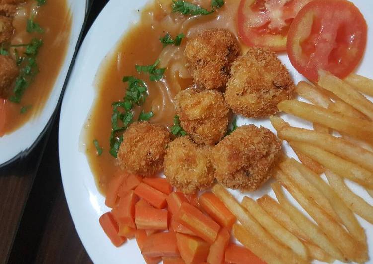 resep masakan Bistik Bola-Bola Ayam Udang