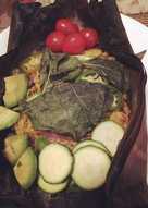 Grilled biryani rice with anchovy & basil (nasi biryani bakar teri kemangi)