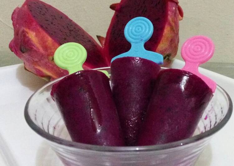 cara membuat Red Dragon Fruit Popsicle