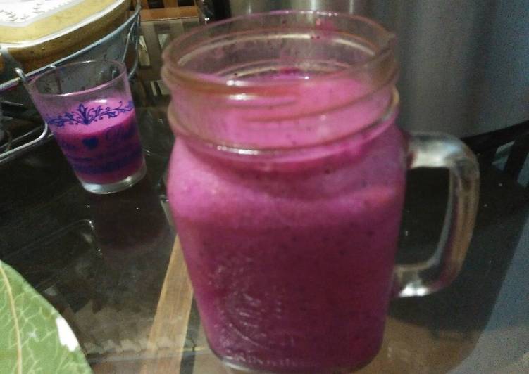 resep makanan Dragon fruit mix banana juice