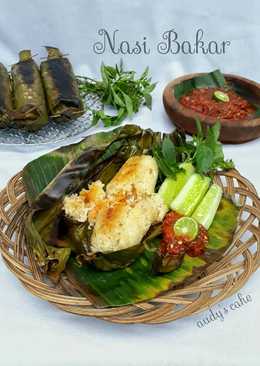 Nasi Bakar ayam suwir pedas