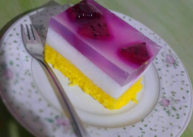 resep Pudding Jelly Cake Buah naga