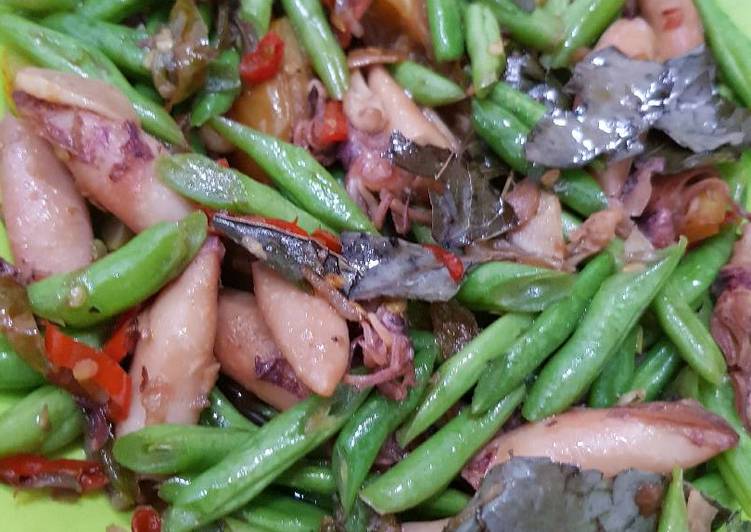 resep makanan Cumi asin tumis buncis