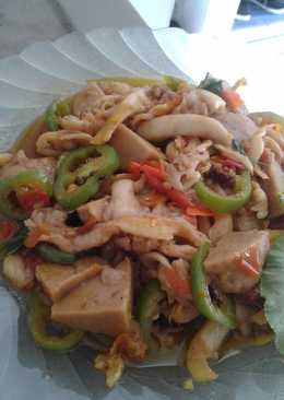 Tumis jamur tiram dan bakso