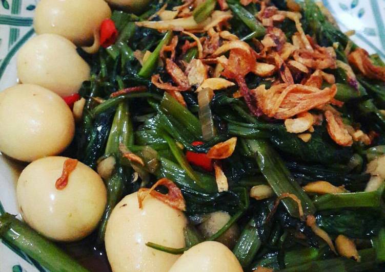 gambar untuk resep makanan Tumis kangkung telur puyuh