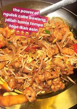 Oseng tempe toge ikan asin jambal pedes