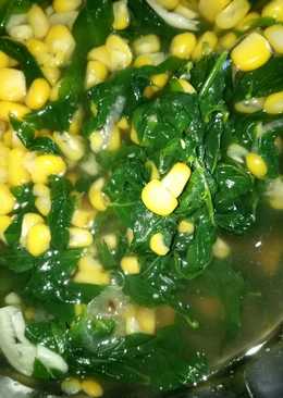 Sayur bening Daun katu bertabur jagung manis