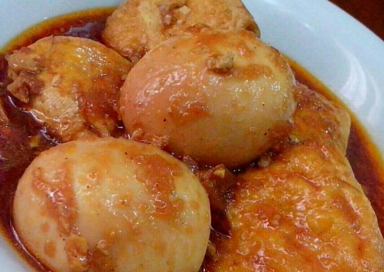 resep lengkap untuk Semur Tahu Telur Pedas Manis