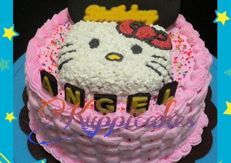 resep Hello Kitty Cake based Rainbow Cake