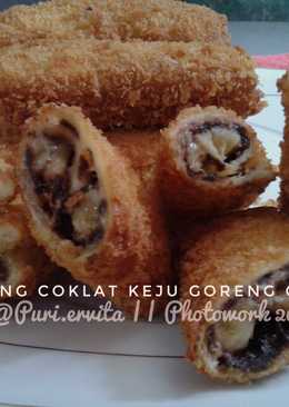 Roti gulung isi pisang coklat keju crispy