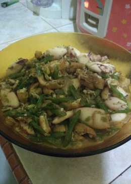 Tumis pedas sotong with sayur buncis