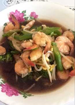 Tumis udang sayur saos teriyaki