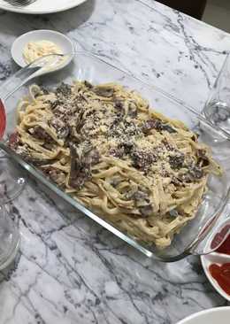 Fettuccine Carbonara with Smoked beef