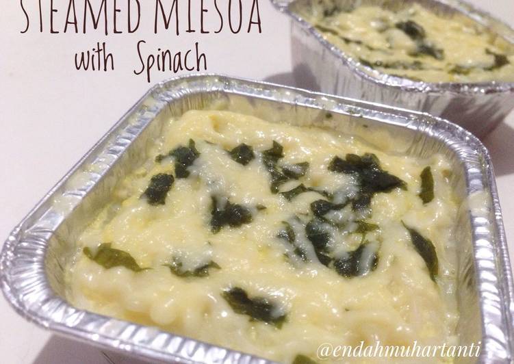 resep Mpasi 1Y+ Steamed Miesoa with Spinach