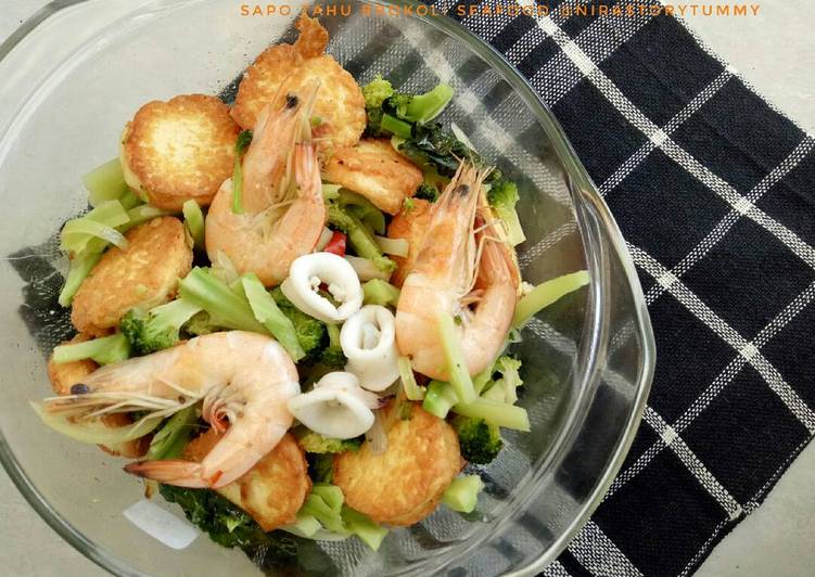 Resep Sapo tahu brokoli seafood