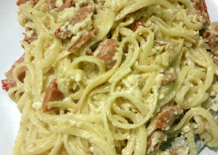 resep masakan Fettucine Carbonara homemade