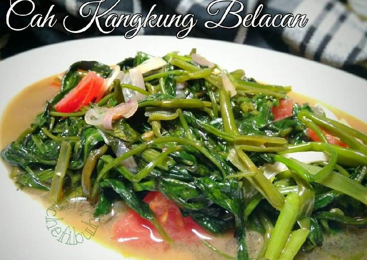 bahan dan cara membuat Cah Kangkung Belacan