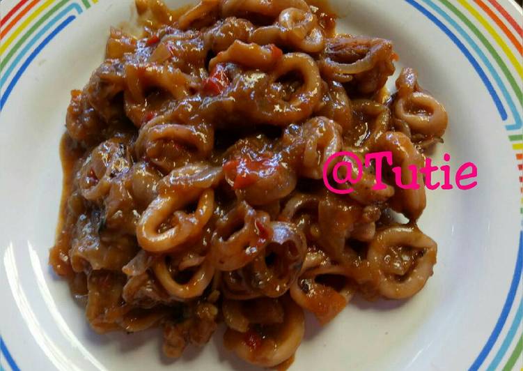 resep lengkap untuk Cumi saus padang