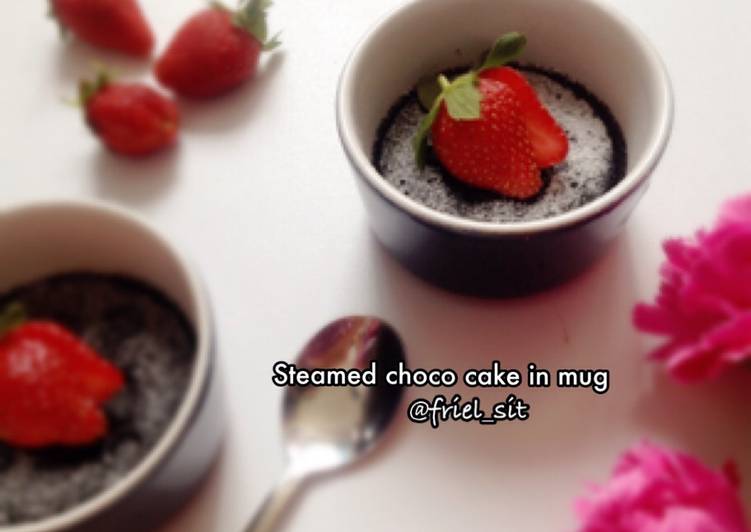 resep makanan Steamed choco cake in mug, no mixer