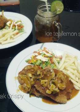 Chicken steak crispy with ice tea lemon squase