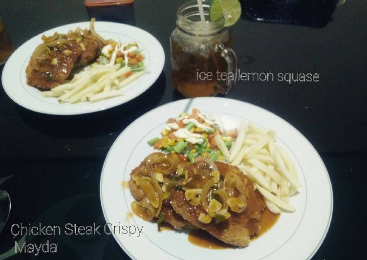 gambar untuk resep makanan Chicken steak crispy with ice tea lemon squase