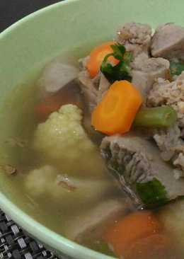 Sop iga sapi sayur komplit