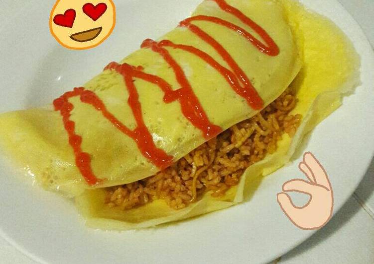 resep makanan Nasi Goreng Pedas Selimut ala Omurice ??