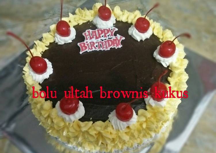 bahan dan cara membuat Bolu ultah brownis kukus