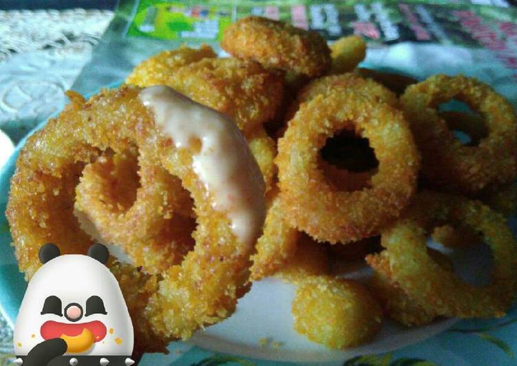 bahan dan cara membuat Onion rings crispy