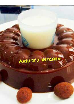 Puding coklat dengan vla vanila