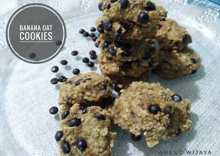 resep makanan Banana oat cookies