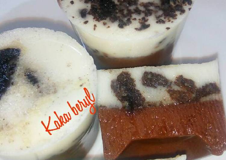 resep makanan Puding susu coklat lapis oreo ????????