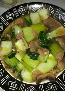 Pakcoy tumis jamur baso saus tiram