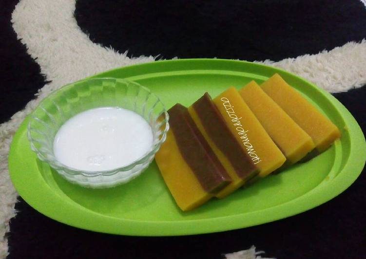 Resep Puding labu kuning lapis coklat Dari azizah rahmawati