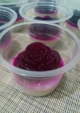 Puding Buah Naga Lapis Susu